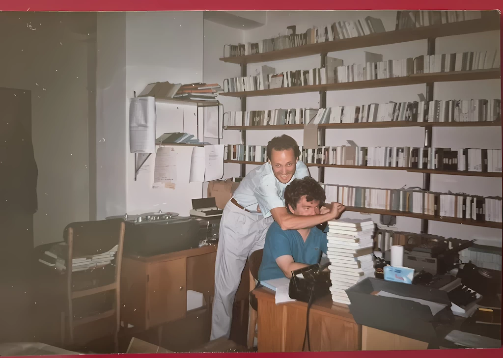B&uuml;roraum im Geb&auml;ude von Magyar Radio in Budapest, im Bild Ing. Thomas Klock & Manfred Hafner